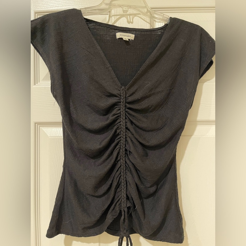 Max Studio black Ruched Blouse
